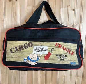 VTG Ziggy Comics Cartoon Duffle Bag 1982 80s size 16”x8”x8” Fragile Cargo Funny